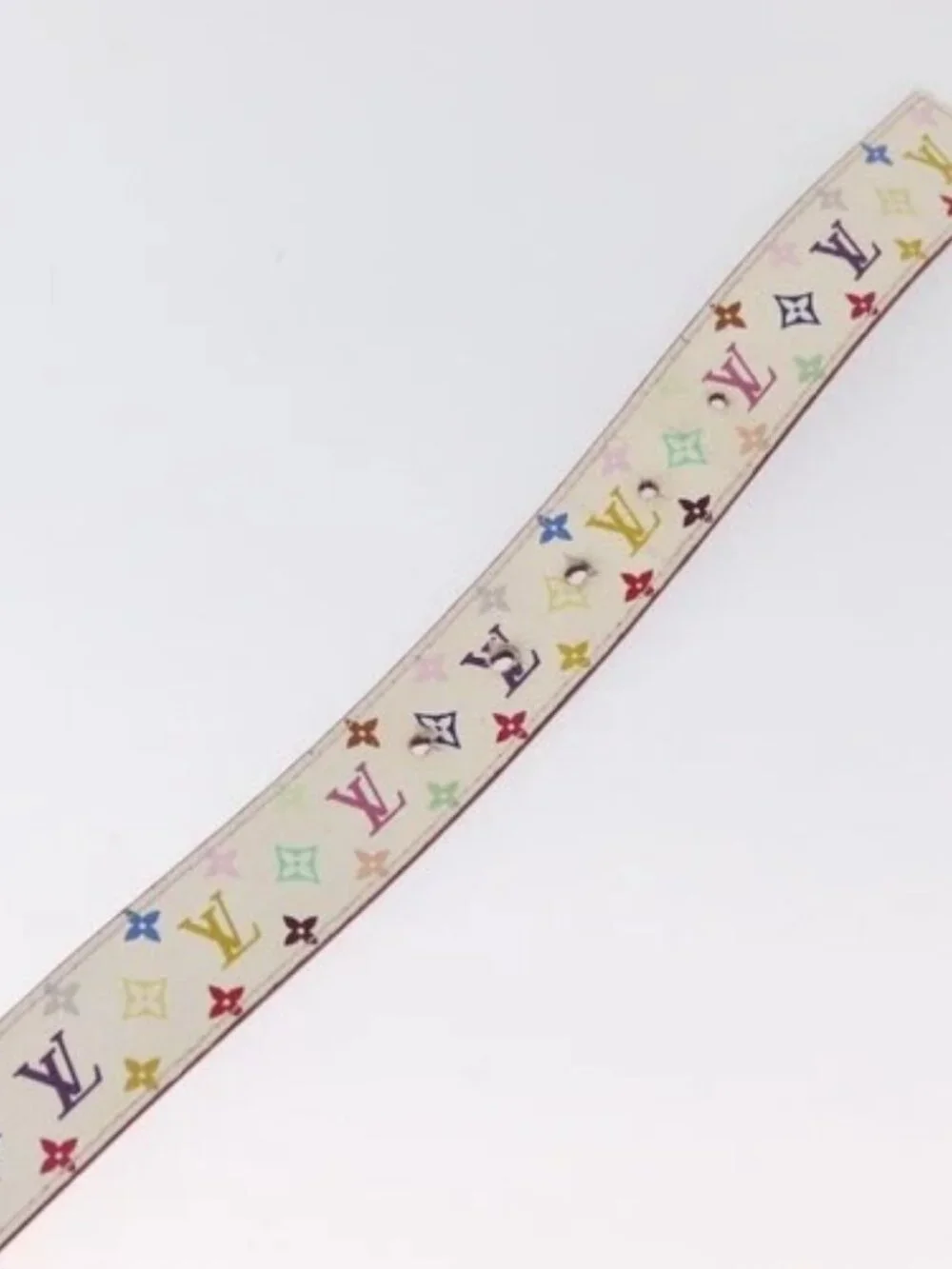 Share LOUIS VUITTON Multicolor Ceinture Carre LV Cut Belt White LV Auth 166023 - Picture 7 of 11